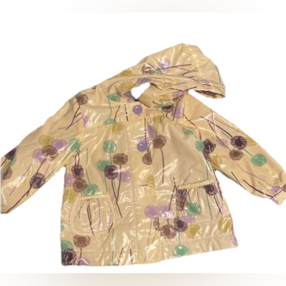 Old Navy Girl’s Floral Rain Jacket Soft Yellow Size 3T Preowned